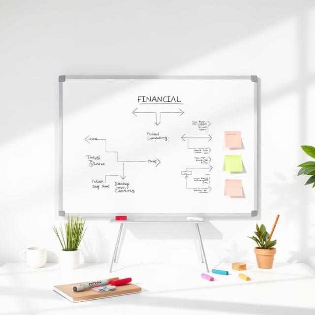 Lavagna con diagramma di flusso finanziario