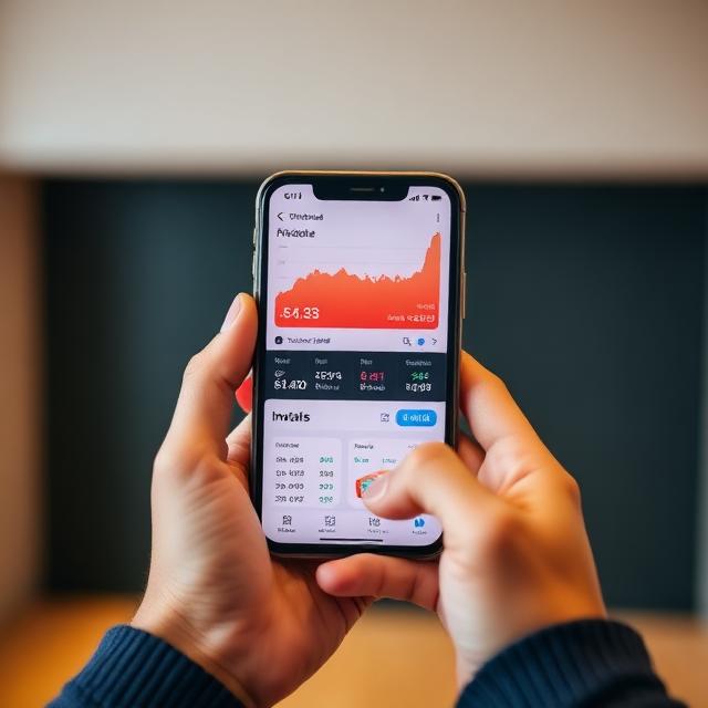 Smartphone con dashboard di investimenti finanziari