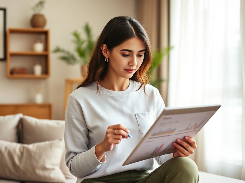 Ragazza che analizza grafici finanziari su tablet